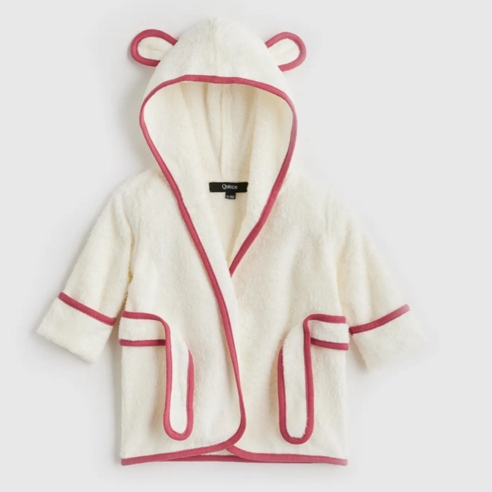 Quince Cream and Pink Kids Pajama Robe